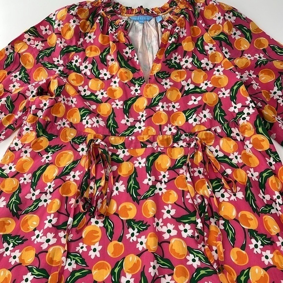 Draper James Kellie Babydoll Dress Orange‎ Blossom oversized fun XS - Picture 4 of 10